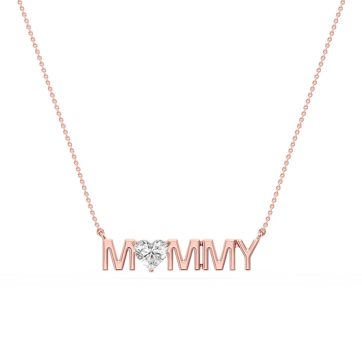 Heart Lab Grown Diamond Mommy Solitaire Pendant - 16 to 18 Inches