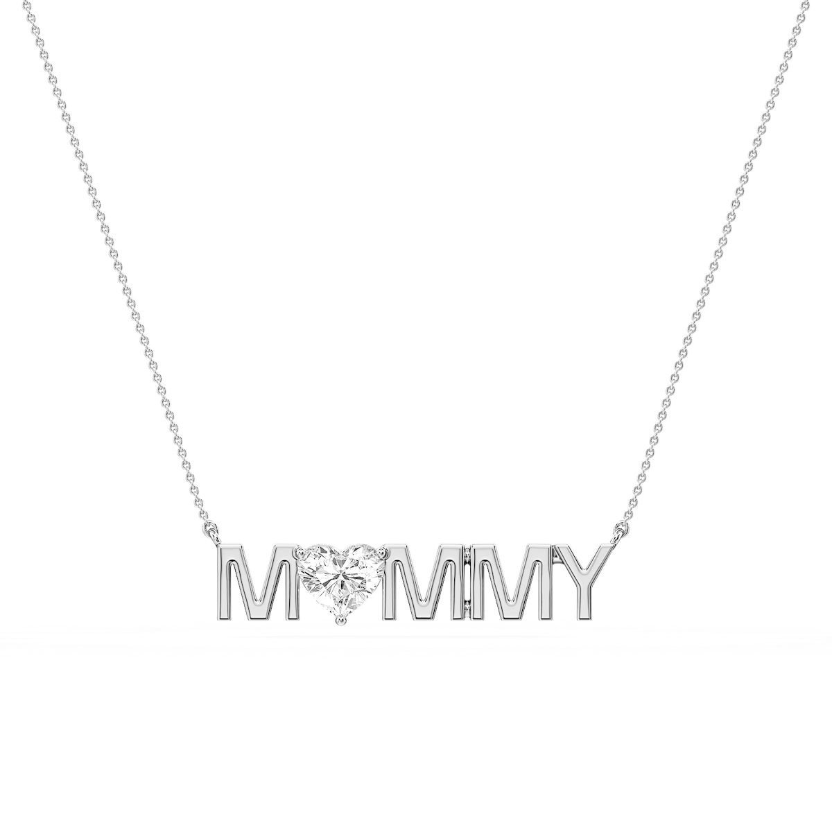 Heart Lab Grown Diamond Mommy Solitaire Pendant - 16 to 18 Inches