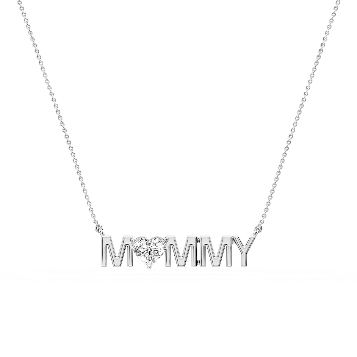Heart Lab Grown Diamond Mommy Solitaire Pendant - 16 to 18 Inches