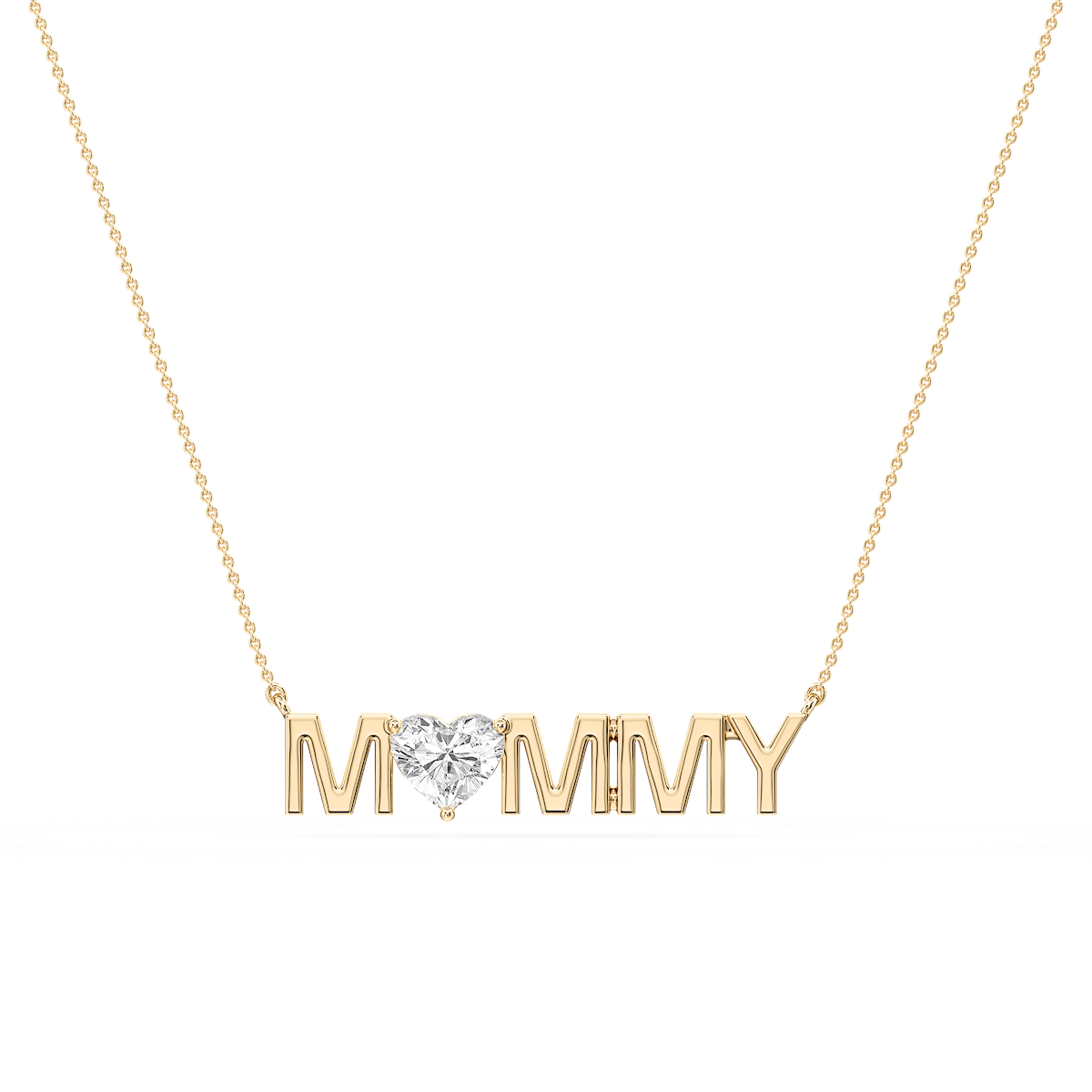 Heart Lab Grown Diamond Mommy Solitaire Pendant - 16 to 18 Inches