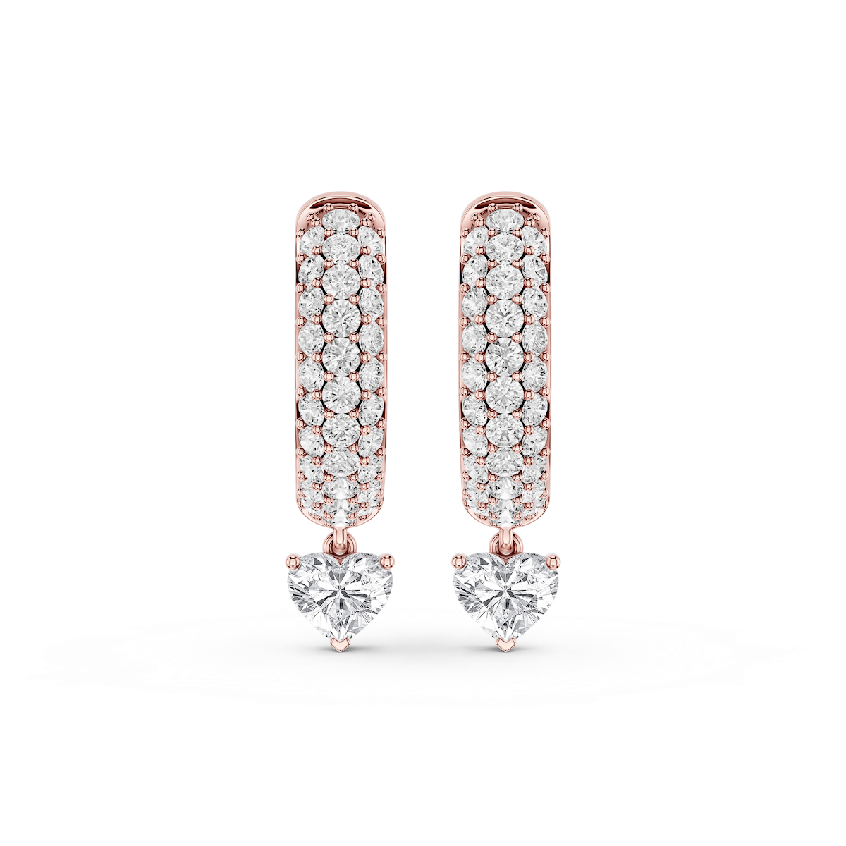 Heart Lab Grown Diamond Pave Hoop Drop Earrings