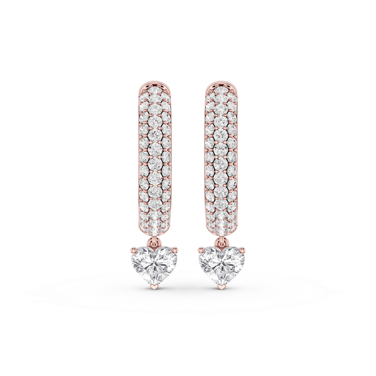 Heart Lab Grown Diamond Pave Hoop Drop Earrings