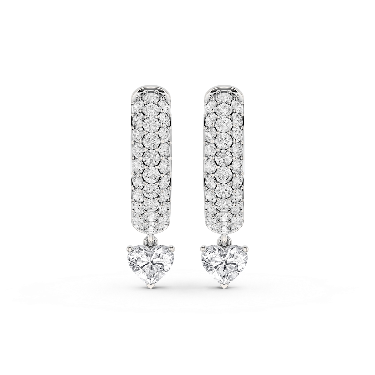 Heart Lab Grown Diamond Pave Hoop Drop Earrings