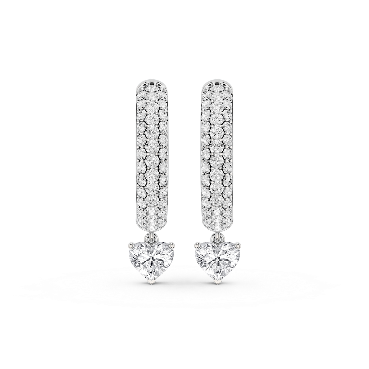 Heart Lab Grown Diamond Pave Hoop Drop Earrings