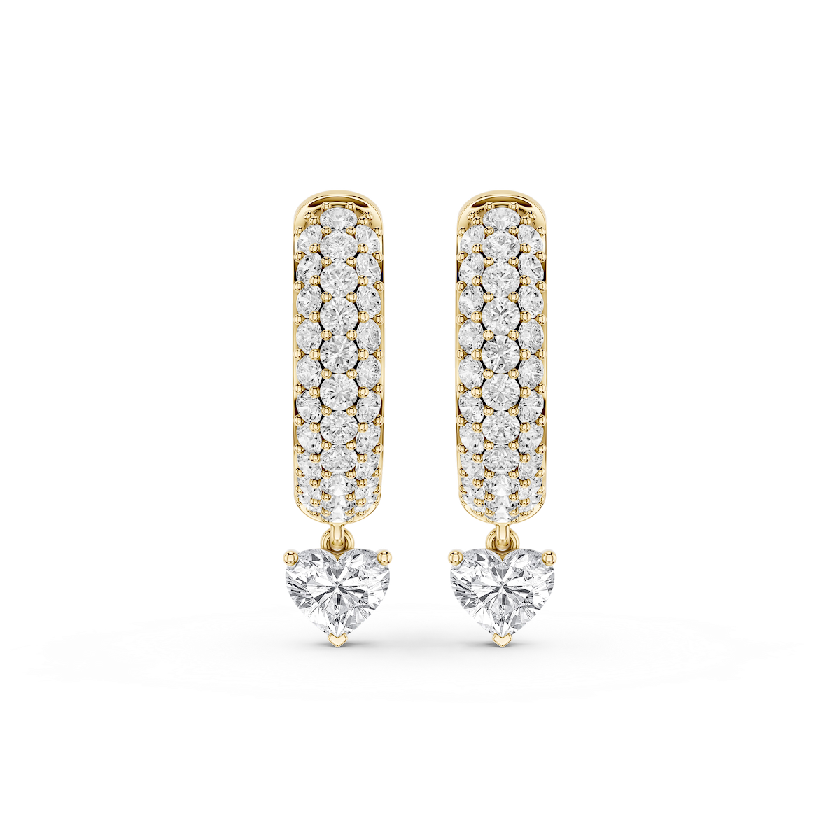 Heart Lab Grown Diamond Pave Hoop Drop Earrings