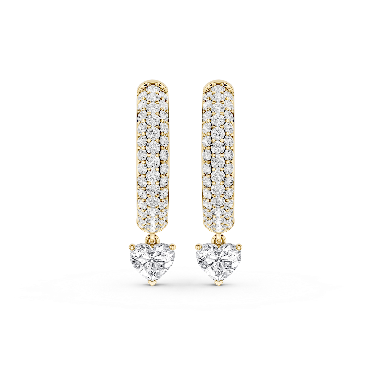 Heart Lab Grown Diamond Pave Hoop Drop Earrings