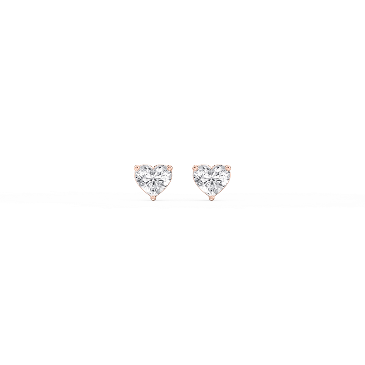 Heart Lab Grown Diamond Three Prong Basket Threaded Stud Earrings