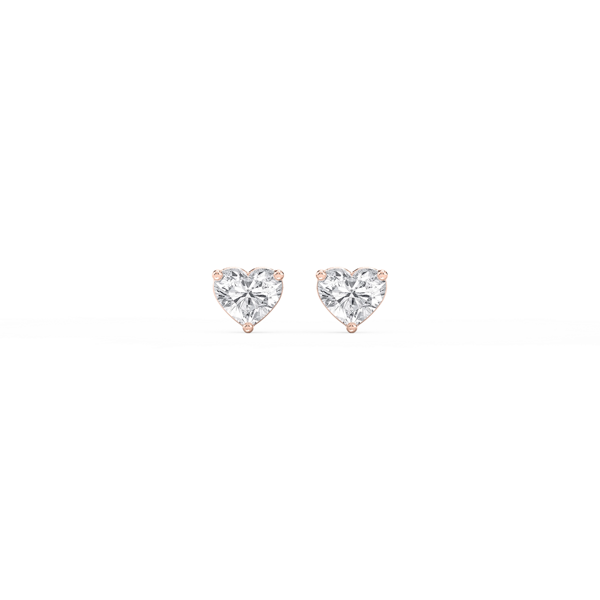 Heart Lab Grown Diamond Three Prong Basket Threaded Stud Earrings