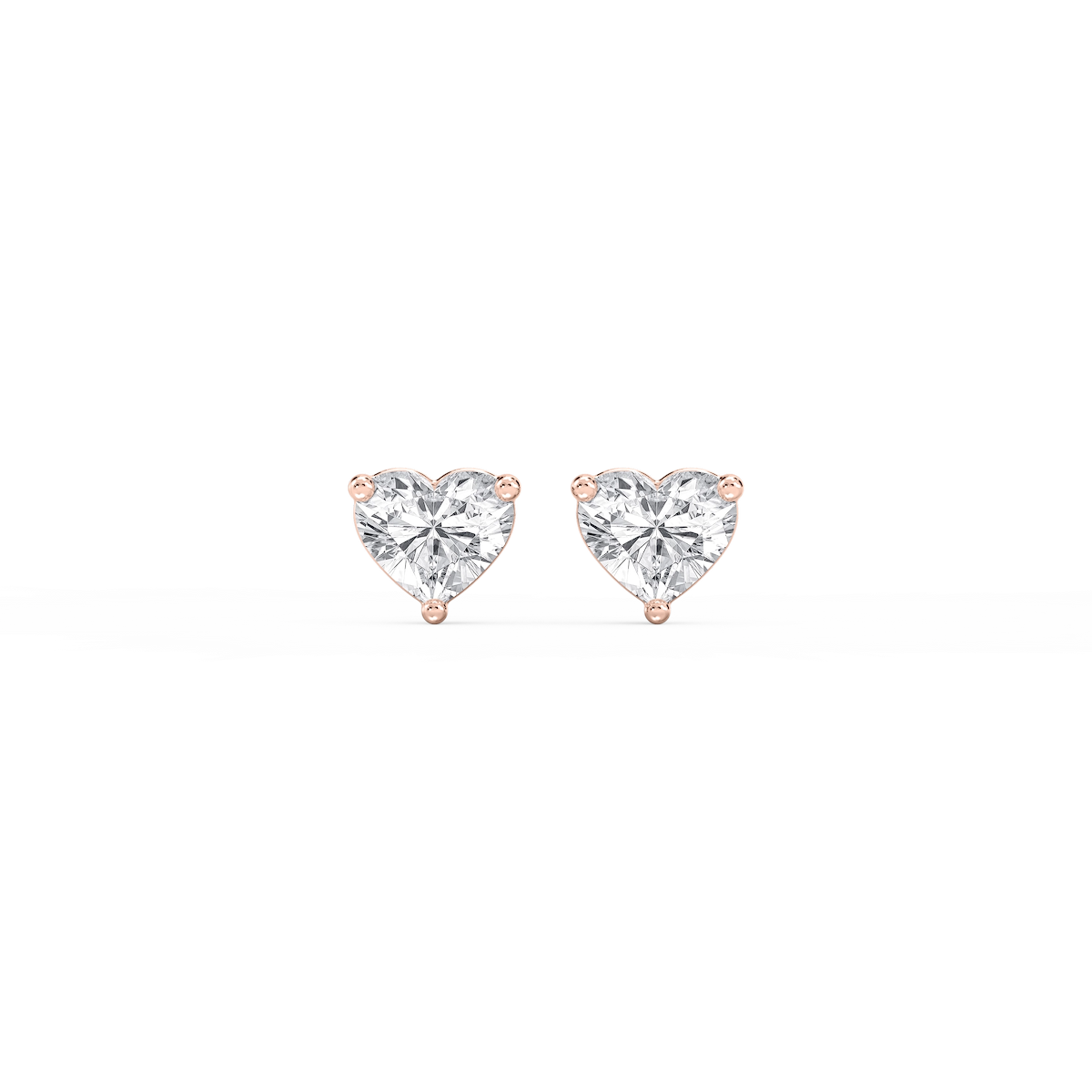Heart Lab Grown Diamond Three Prong Basket Threaded Stud Earrings