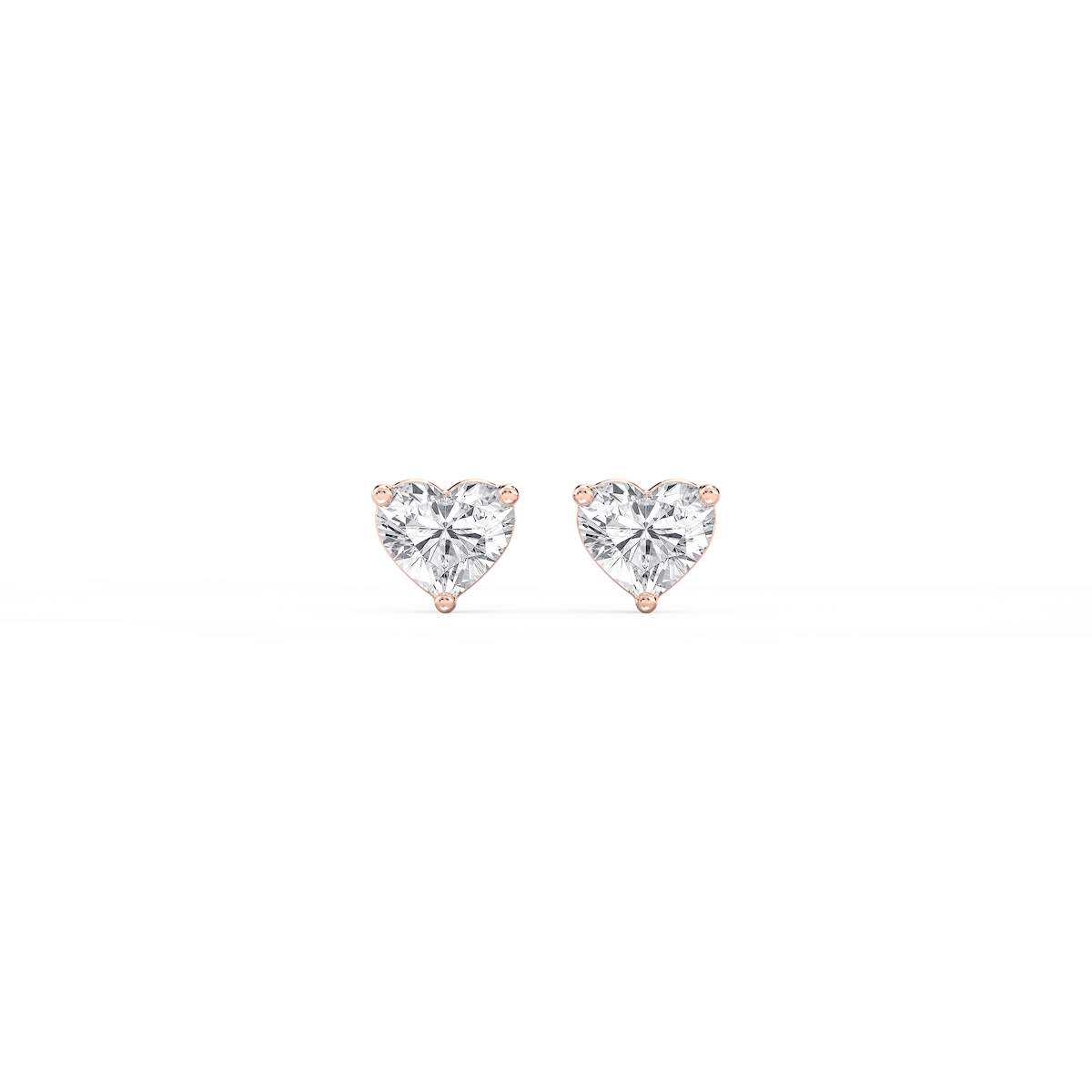 Heart Lab Grown Diamond Three Prong Basket Threaded Stud Earrings