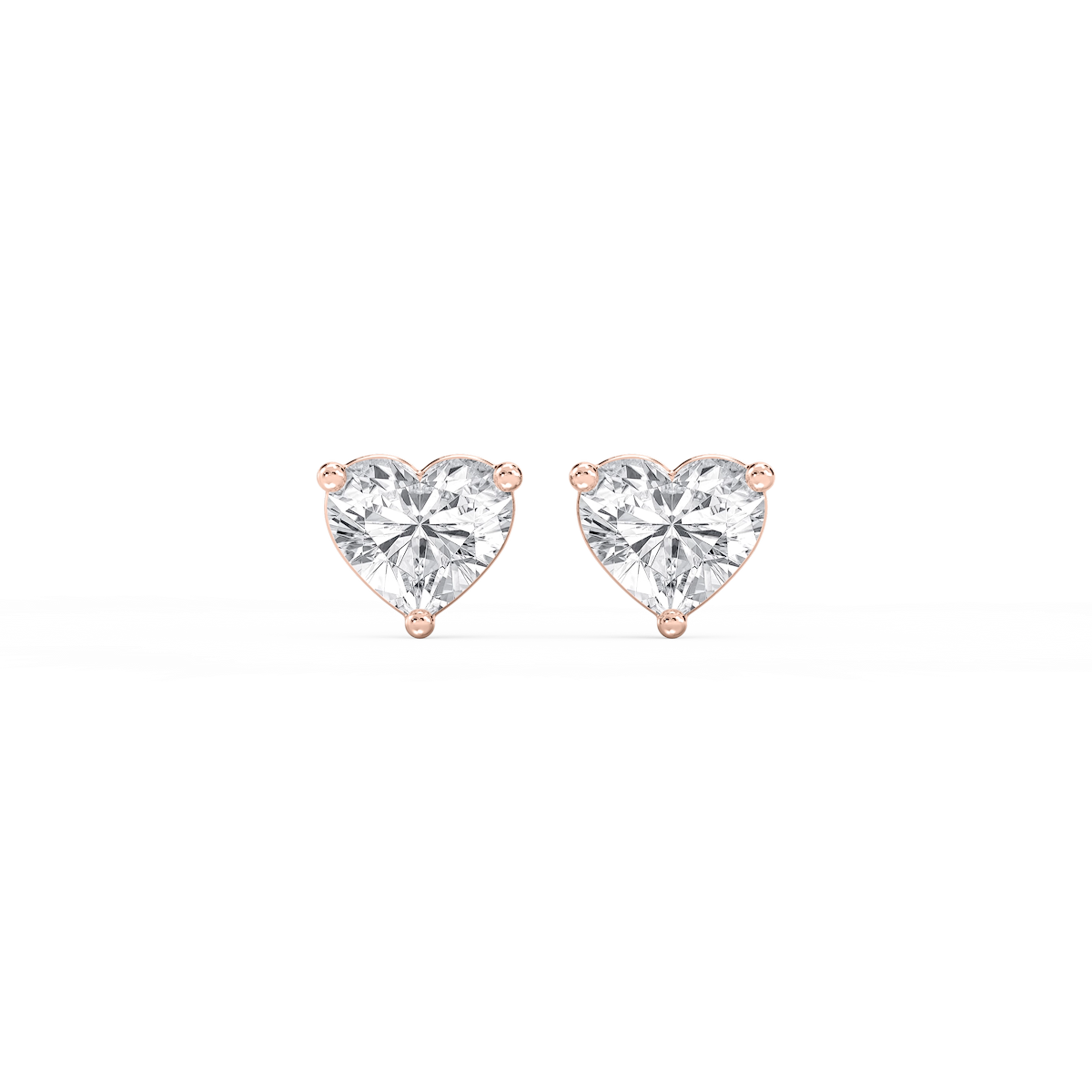 Heart Lab Grown Diamond Three Prong Basket Threaded Stud Earrings