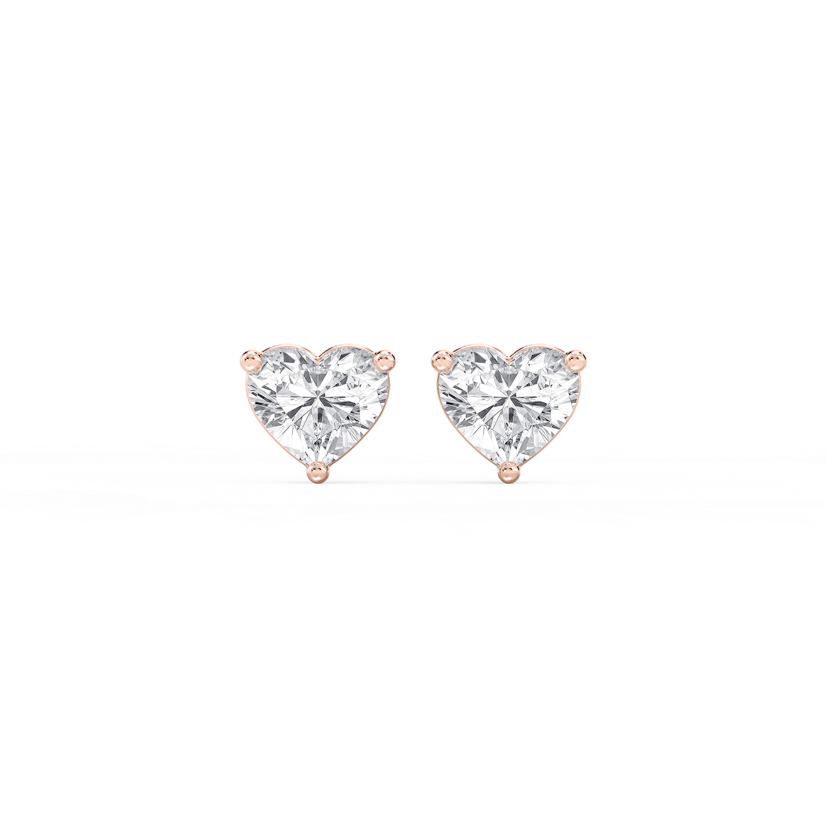 Heart Certified Lab Grown Diamond Three Prong Basket Threaded Stud Earrings