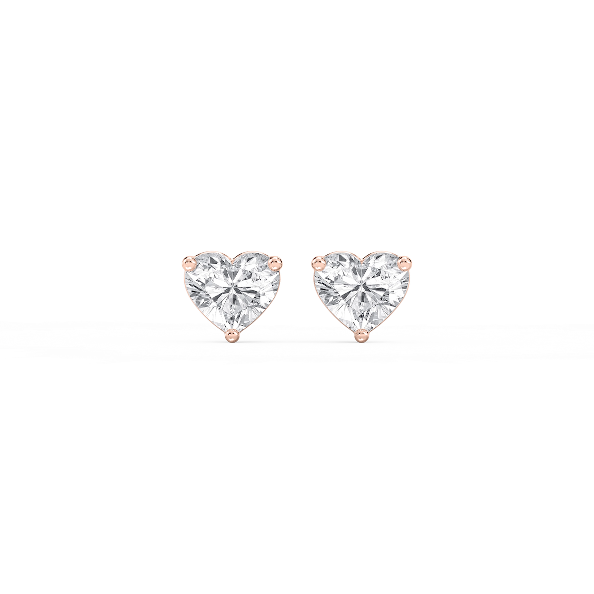 Heart Lab Grown Diamond Three Prong Basket Threaded Stud Earrings
