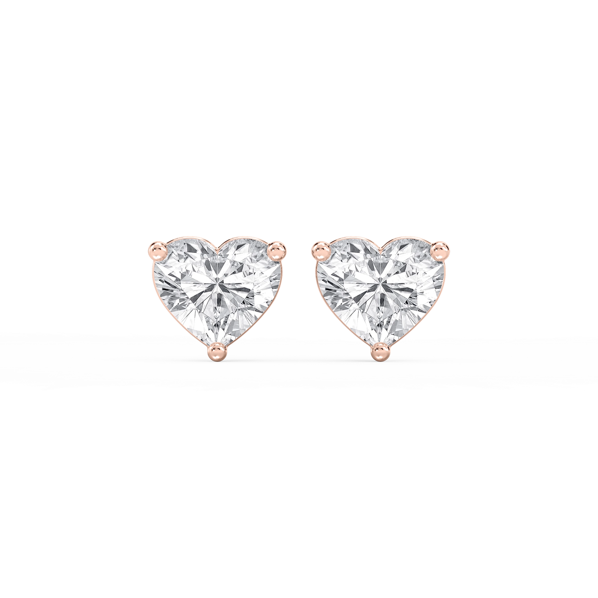 Heart Lab Grown Diamond Three Prong Basket Threaded Stud Earrings