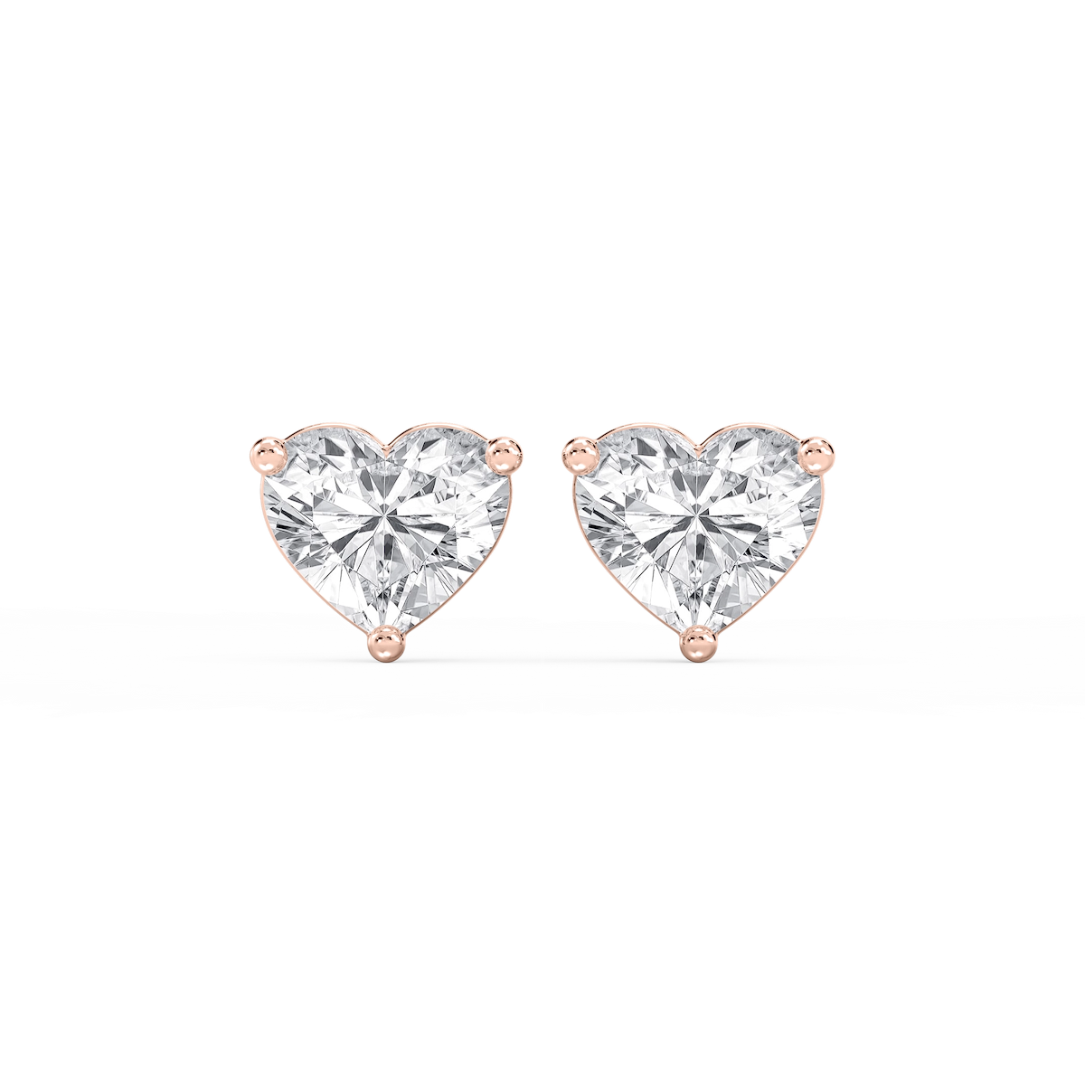 Heart Lab Grown Diamond Three Prong Basket Threaded Stud Earrings