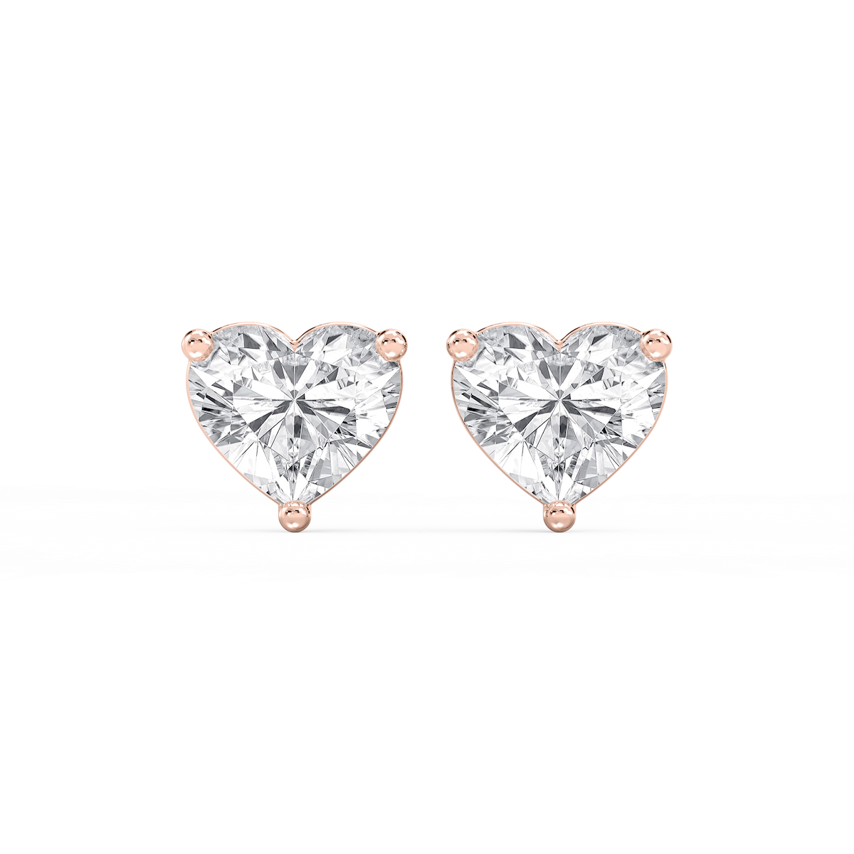 Heart Lab Grown Diamond Three Prong Basket Threaded Stud Earrings
