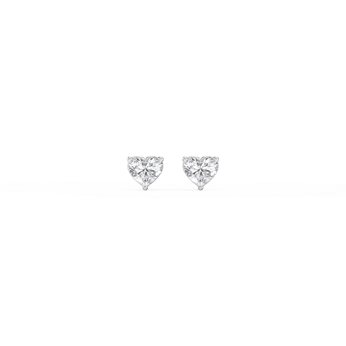 Heart Lab Grown Diamond Three Prong Basket Threaded Stud Earrings