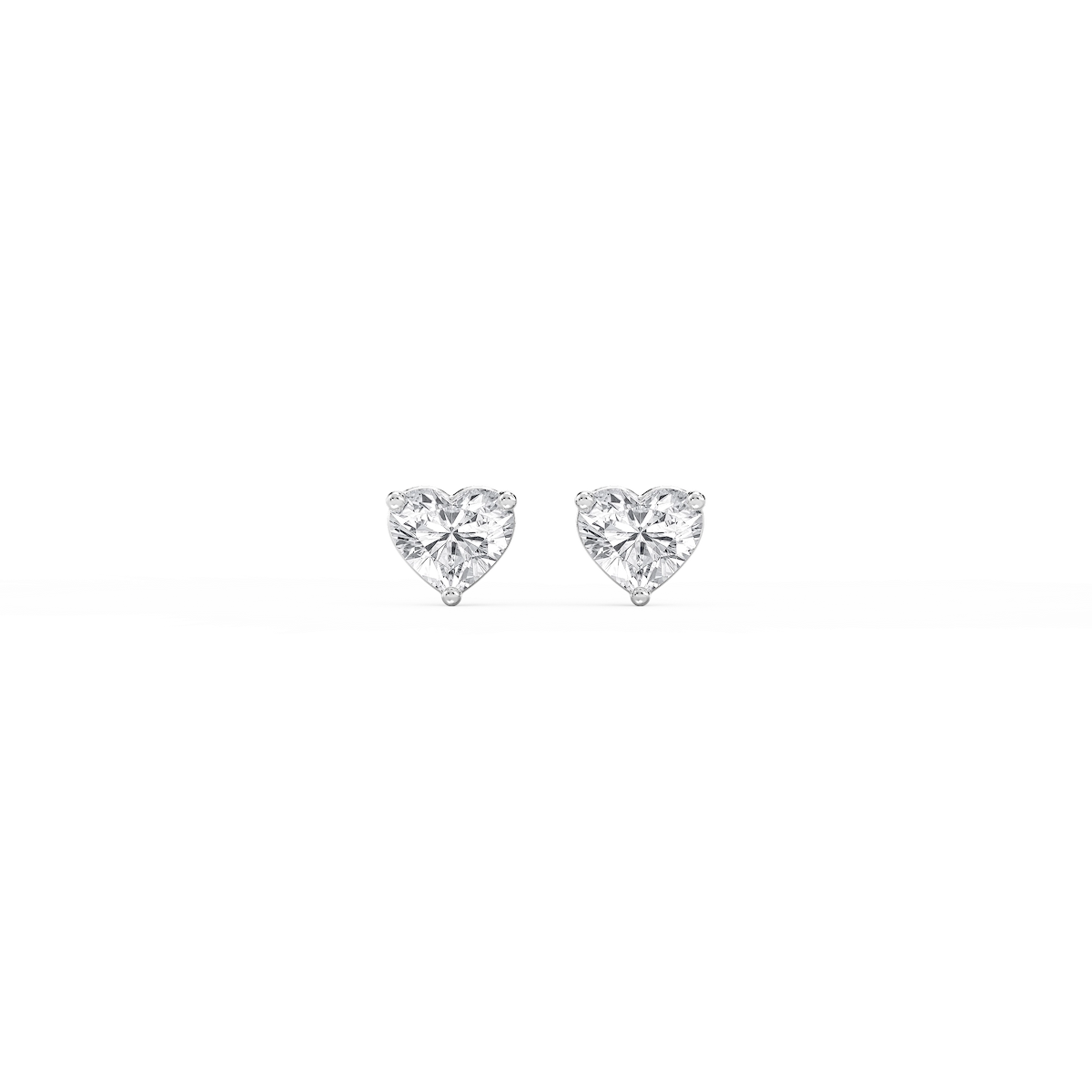 Heart Lab Grown Diamond Three Prong Basket Threaded Stud Earrings
