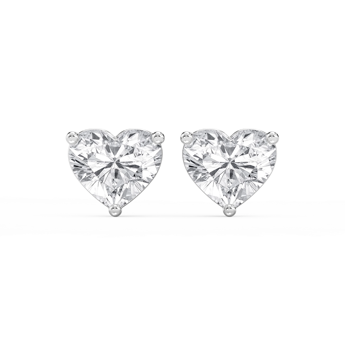 Heart Lab Grown Diamond Three Prong Basket Threaded Stud Earrings