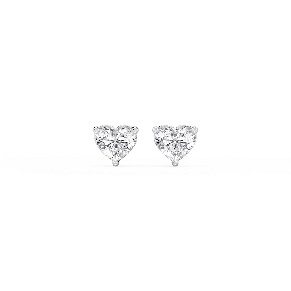 Heart Lab Grown Diamond Three Prong Basket Threaded Stud Earrings