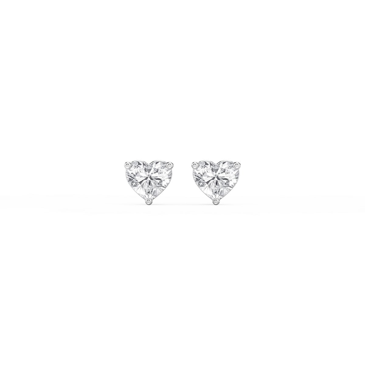 Heart Lab Grown Diamond Three Prong Basket Threaded Stud Earrings