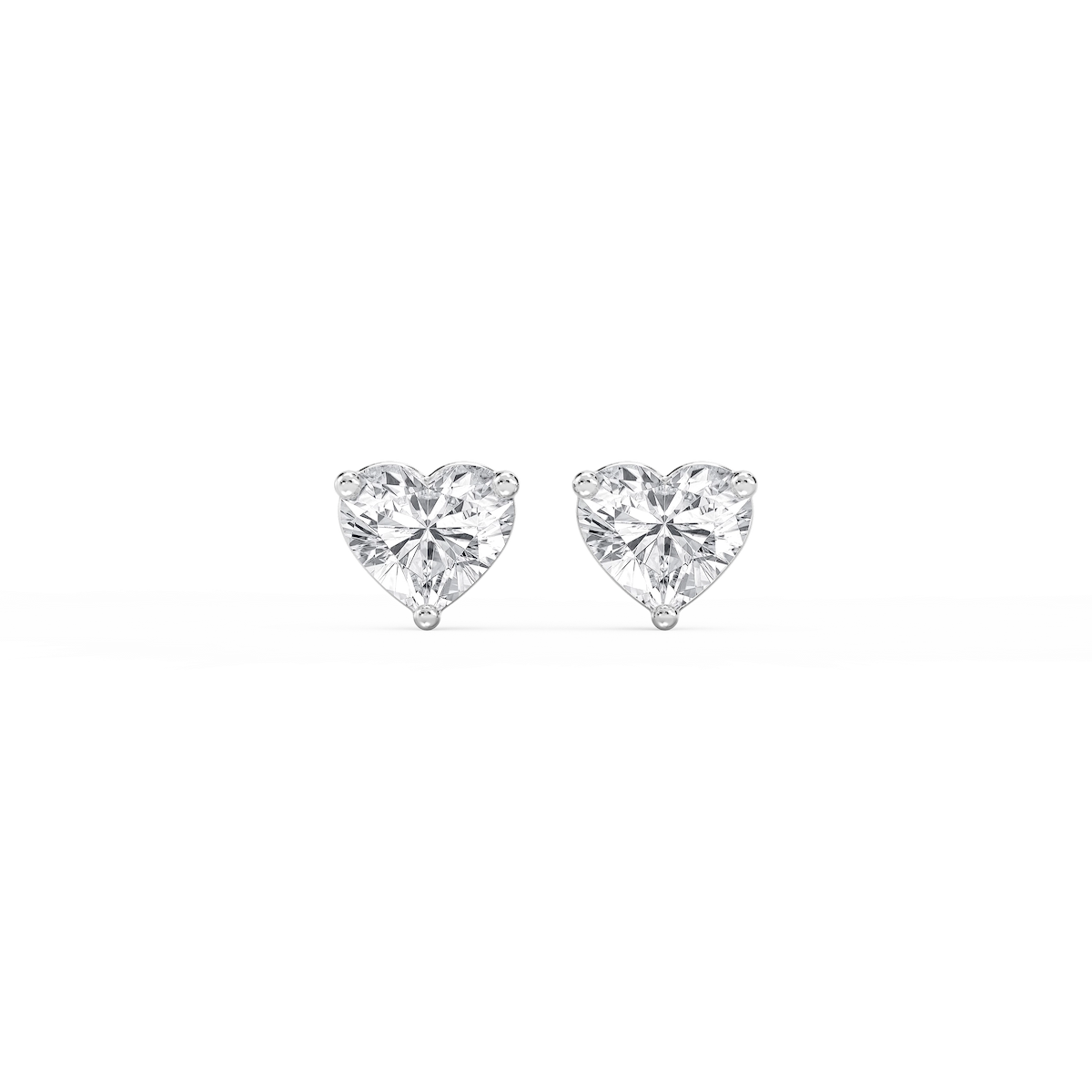 Heart Lab Grown Diamond Three Prong Basket Threaded Stud Earrings