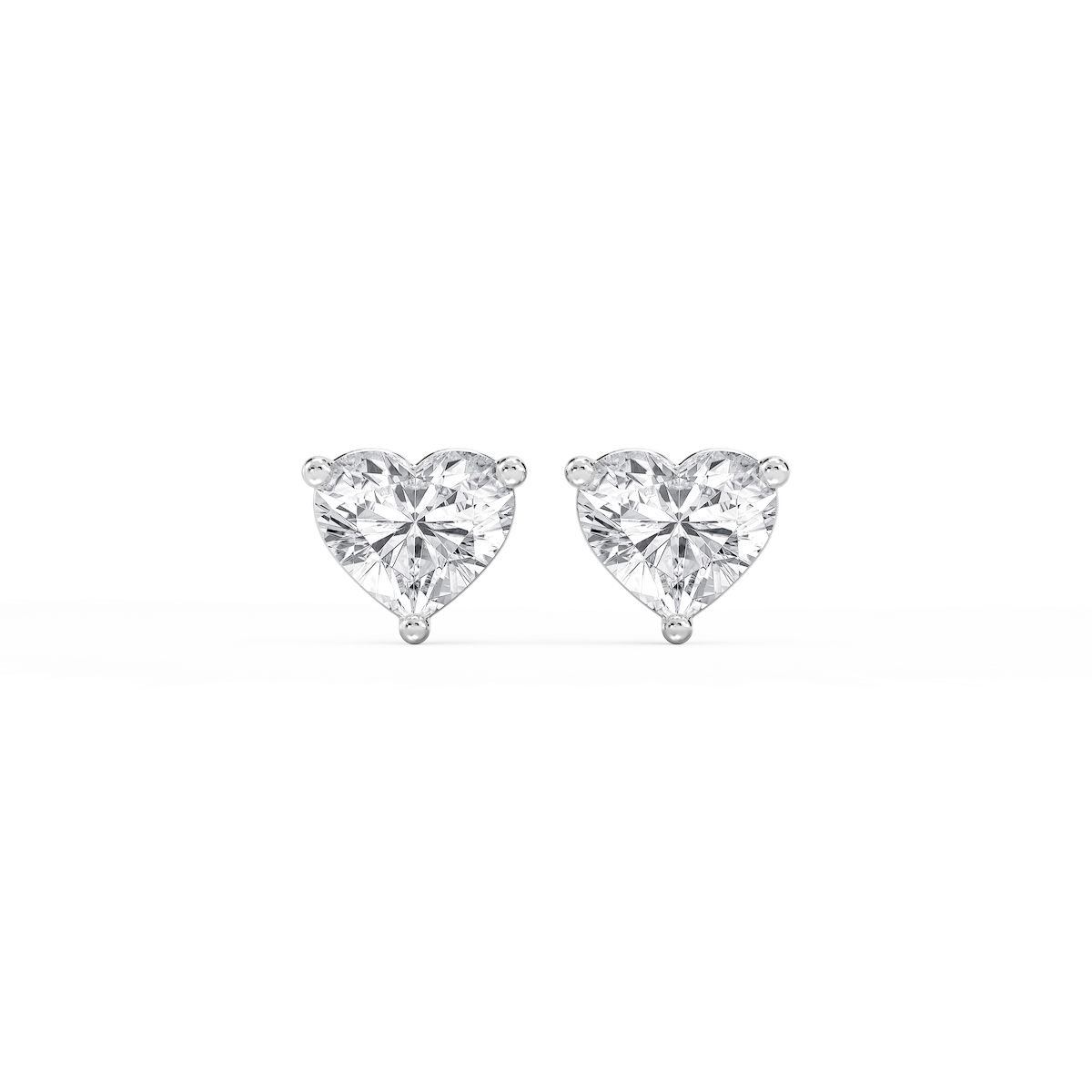 Heart Lab Grown Diamond Three Prong Basket Threaded Stud Earrings