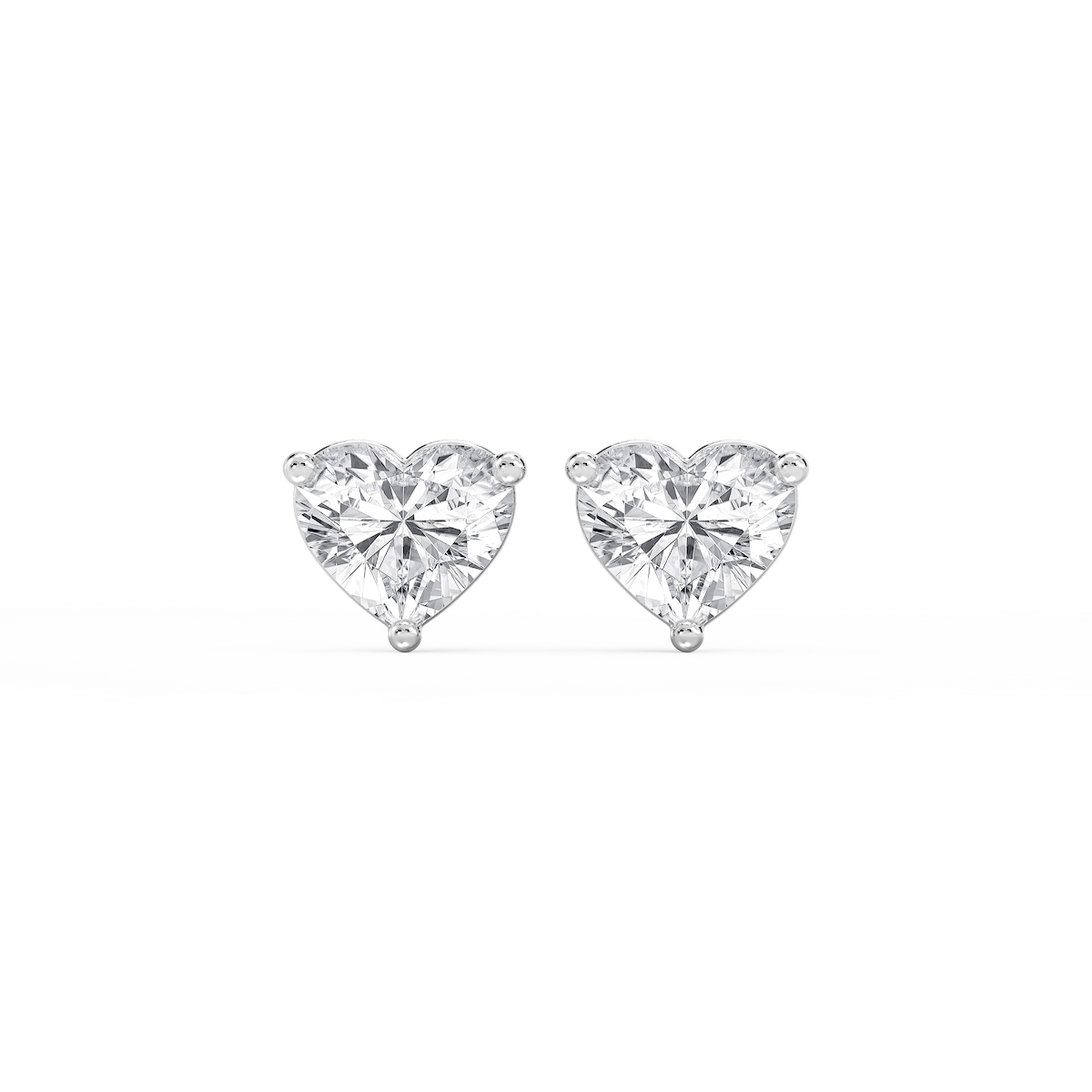 Heart Lab Grown Diamond Three Prong Basket Threaded Stud Earrings