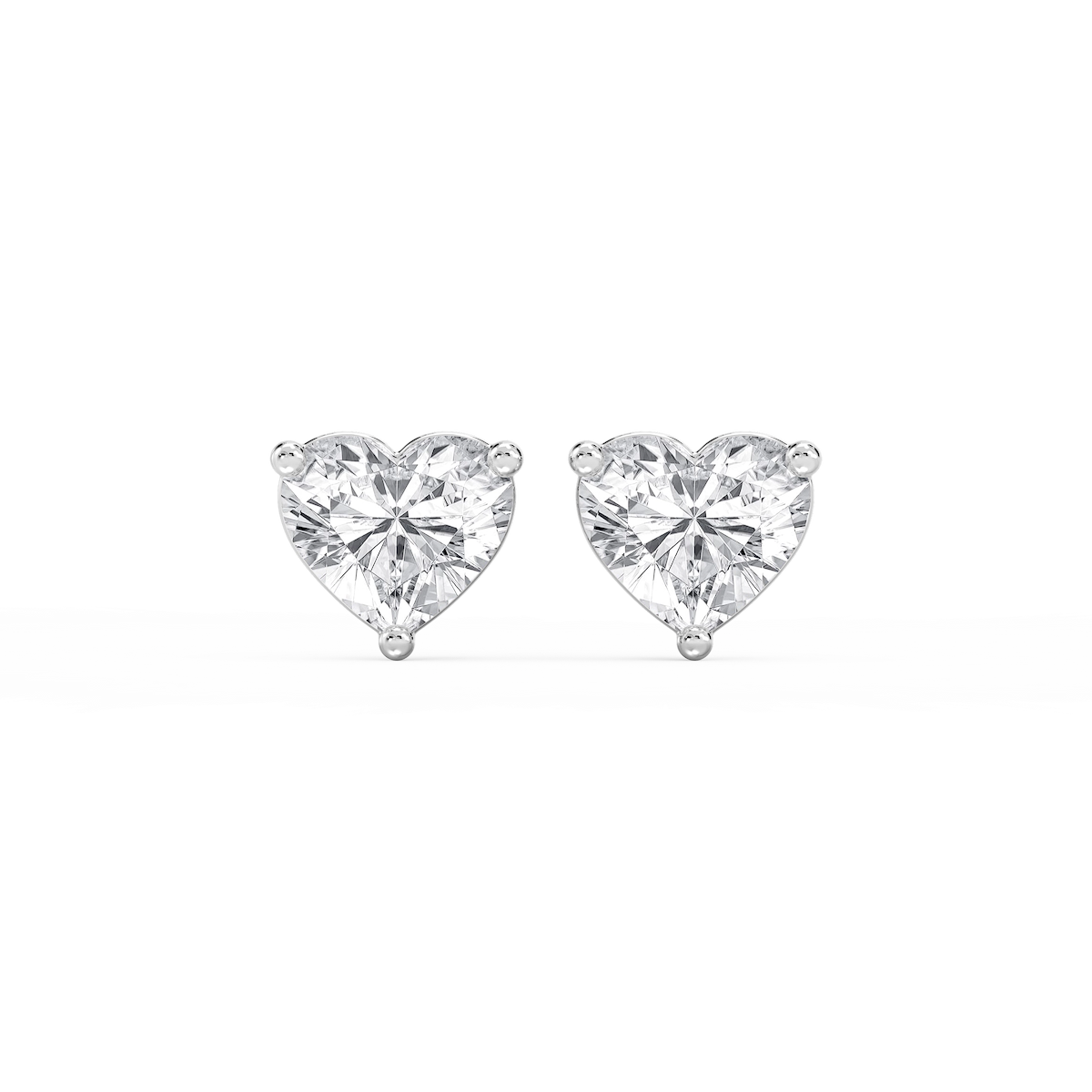 Heart Lab Grown Diamond Three Prong Basket Threaded Stud Earrings
