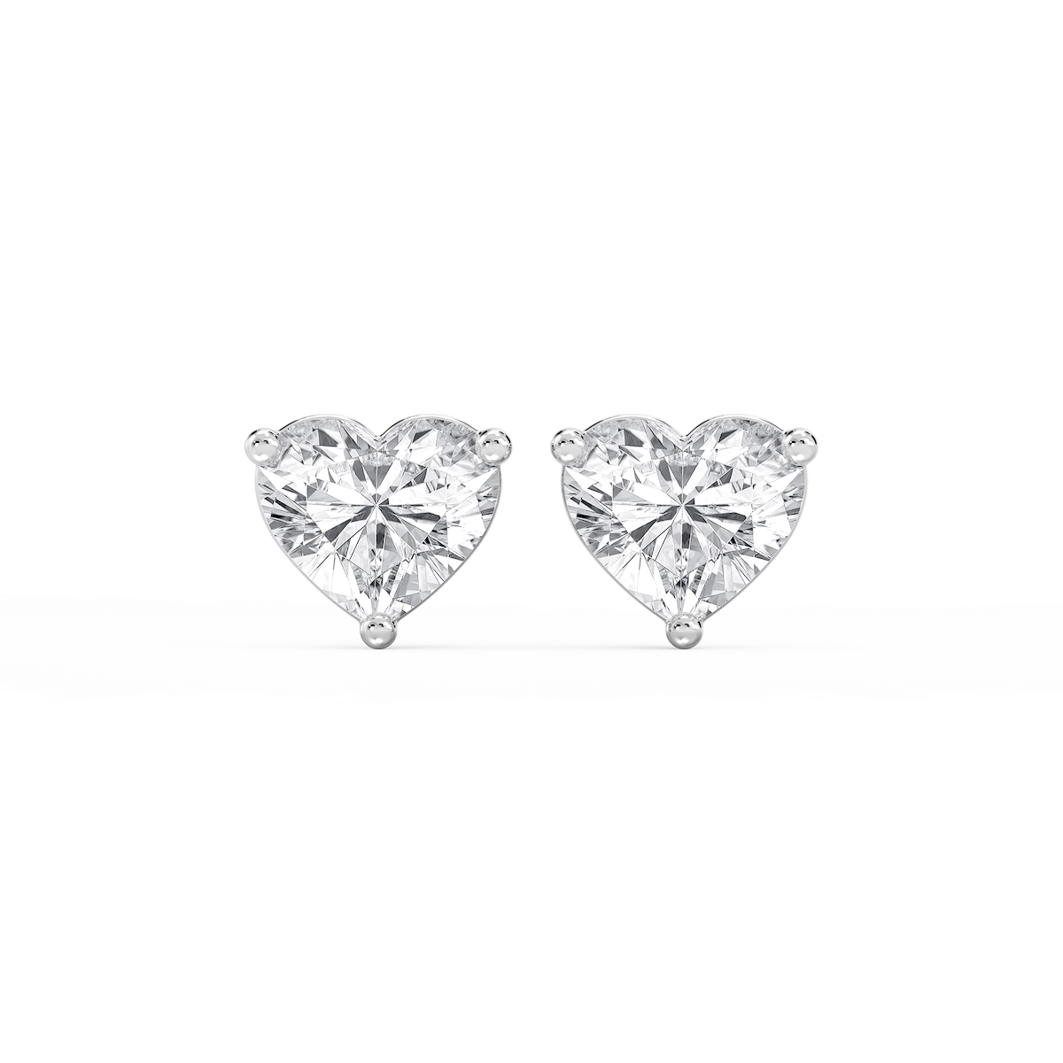 Heart Lab Grown Diamond Three Prong Basket Threaded Stud Earrings