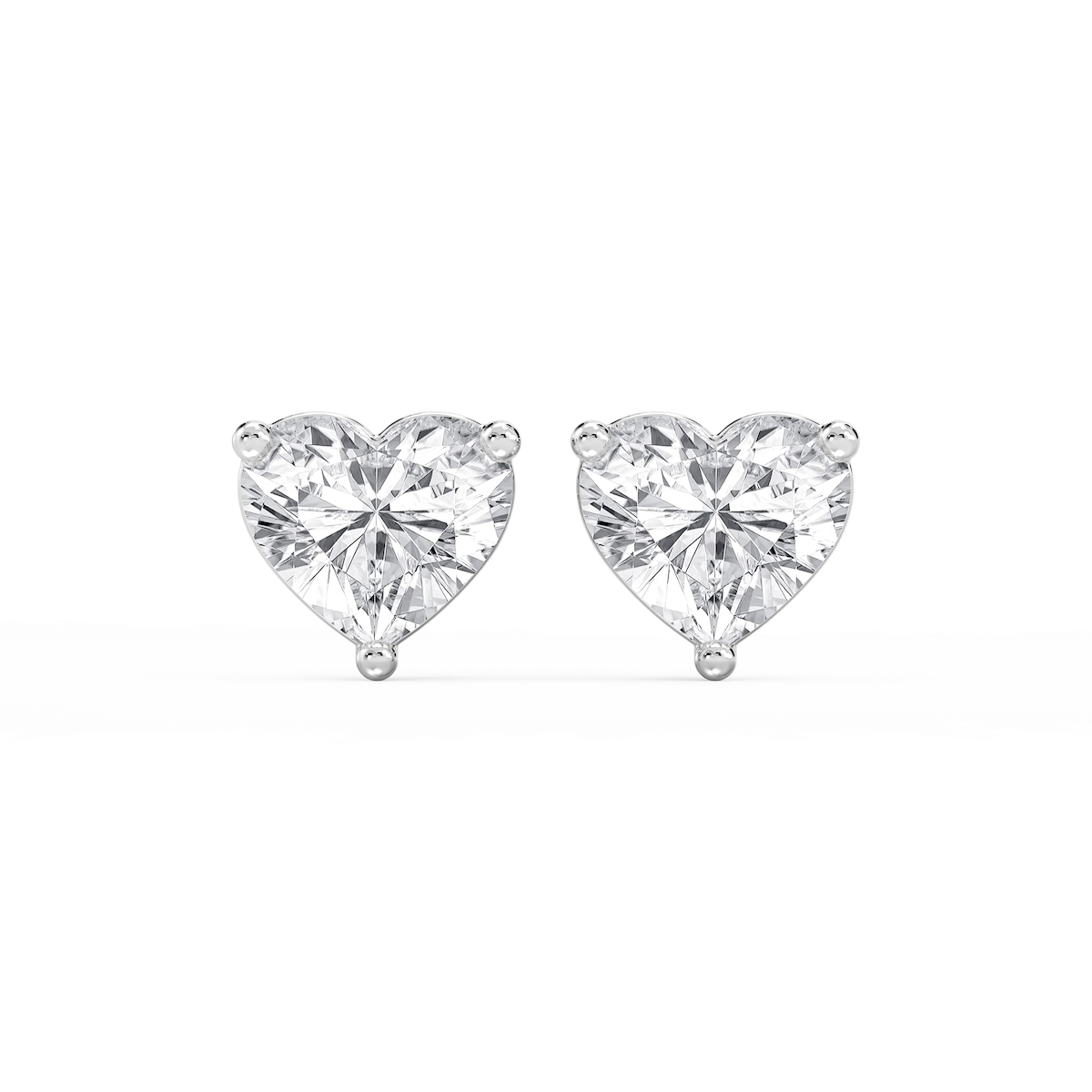 Heart Lab Grown Diamond Three Prong Basket Threaded Stud Earrings