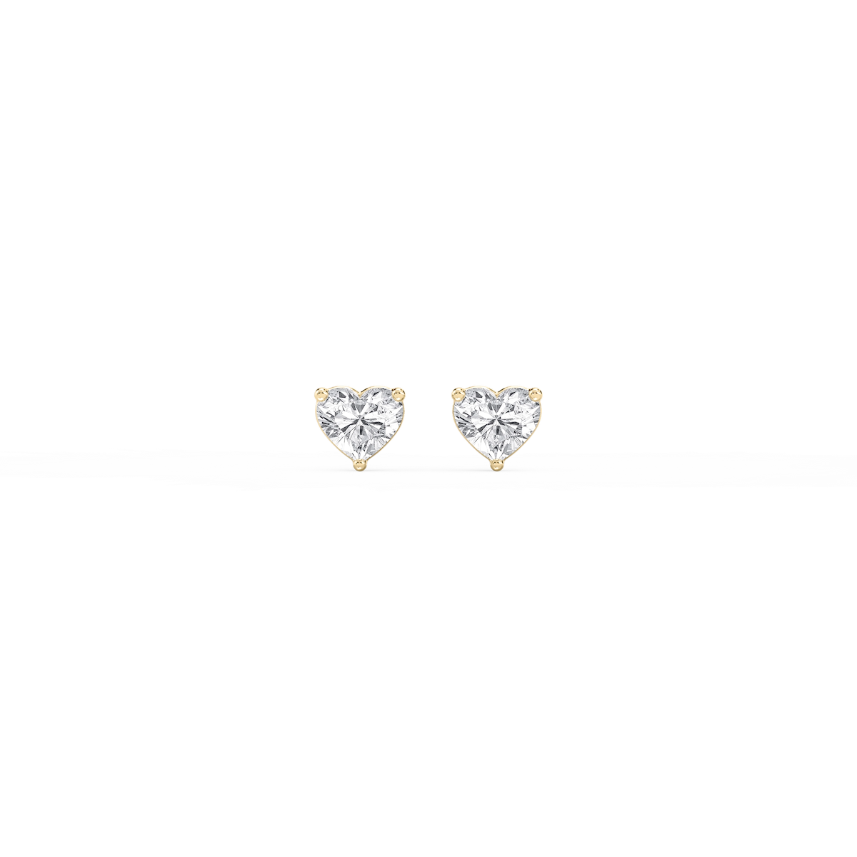 Heart Lab Grown Diamond Three Prong Basket Threaded Stud Earrings