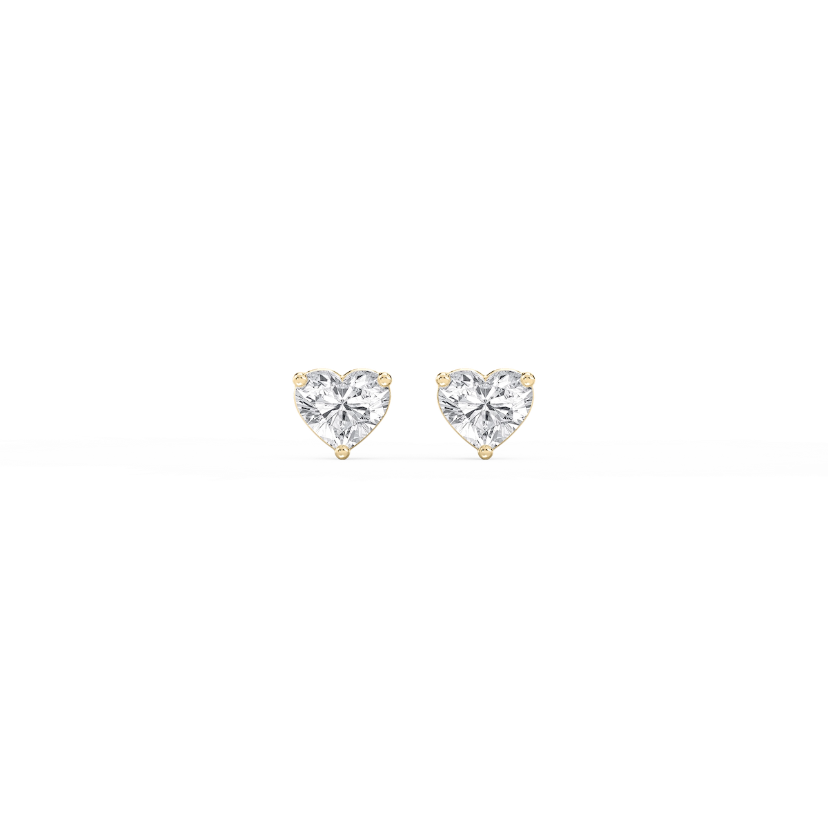Heart Lab Grown Diamond Three Prong Basket Threaded Stud Earrings