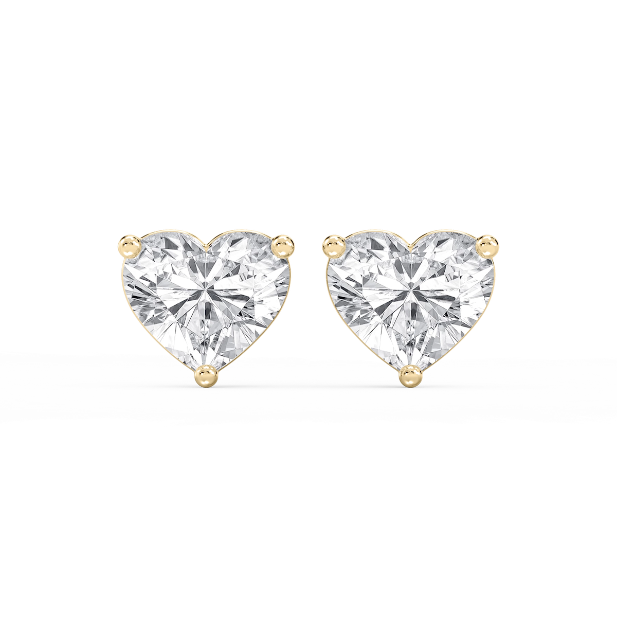Heart Lab Grown Diamond Three Prong Basket Threaded Stud Earrings