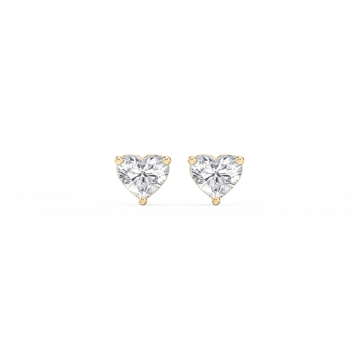 Heart Lab Grown Diamond Three Prong Basket Threaded Stud Earrings