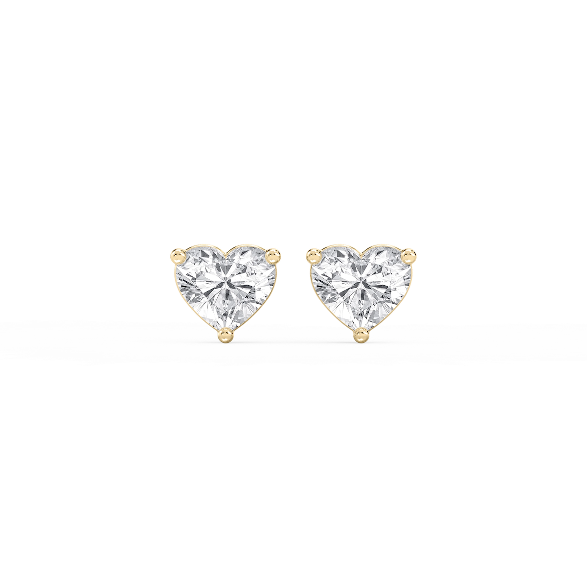 Heart Lab Grown Diamond Three Prong Basket Threaded Stud Earrings