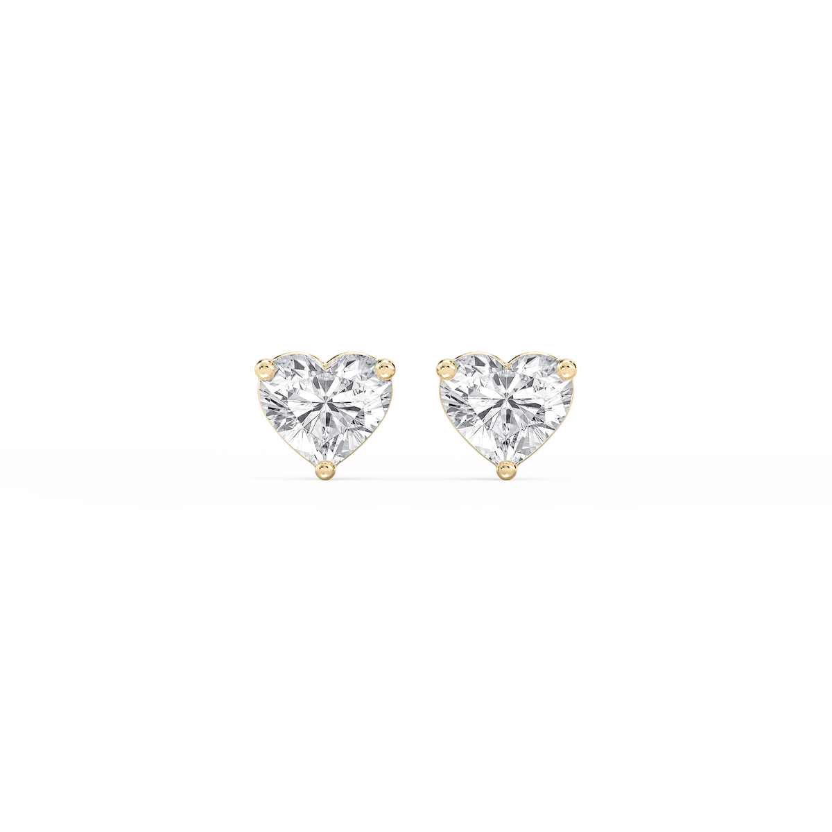 Heart Lab Grown Diamond Three Prong Basket Threaded Stud Earrings