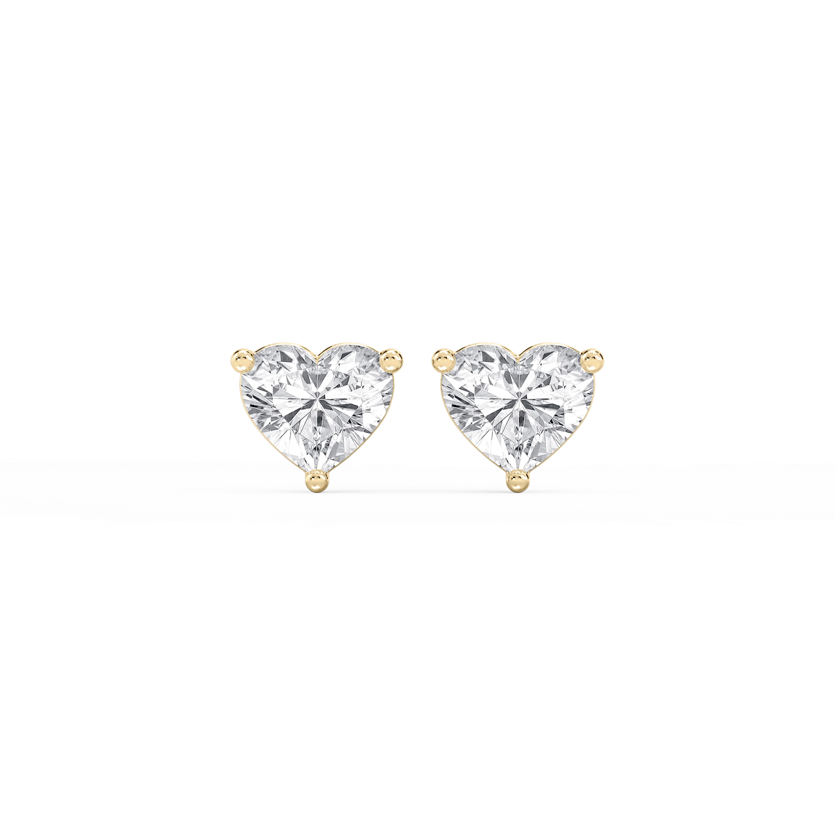 Heart Lab Grown Diamond Three Prong Basket Threaded Stud Earrings