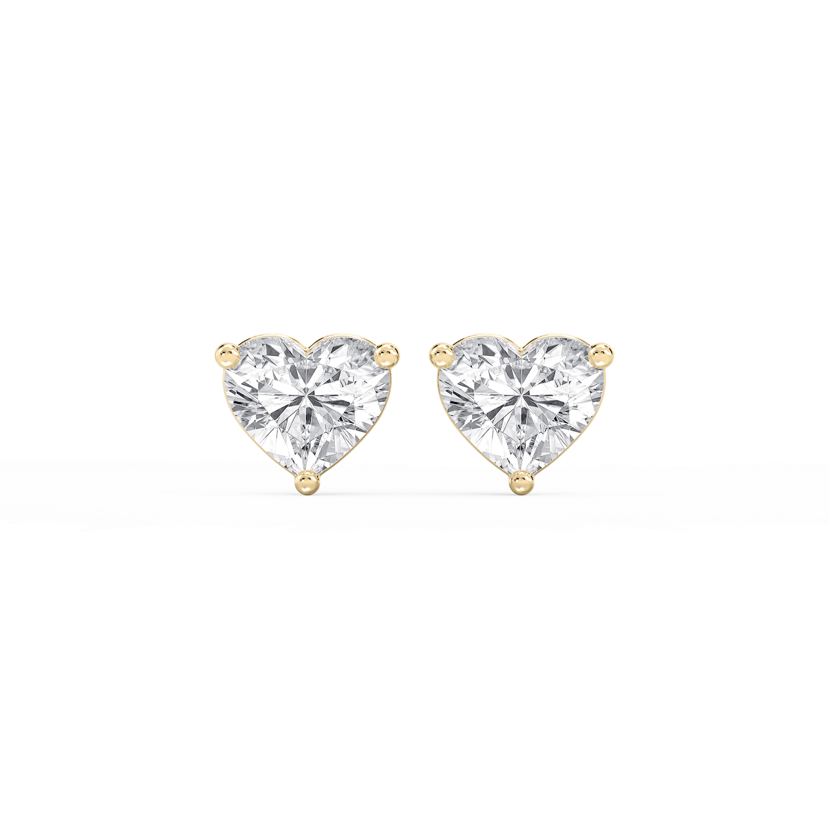 Heart Lab Grown Diamond Three Prong Basket Threaded Stud Earrings