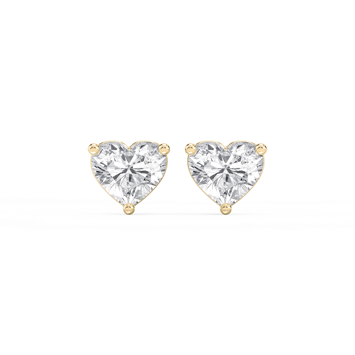 Heart Lab Grown Diamond Three Prong Basket Threaded Stud Earrings