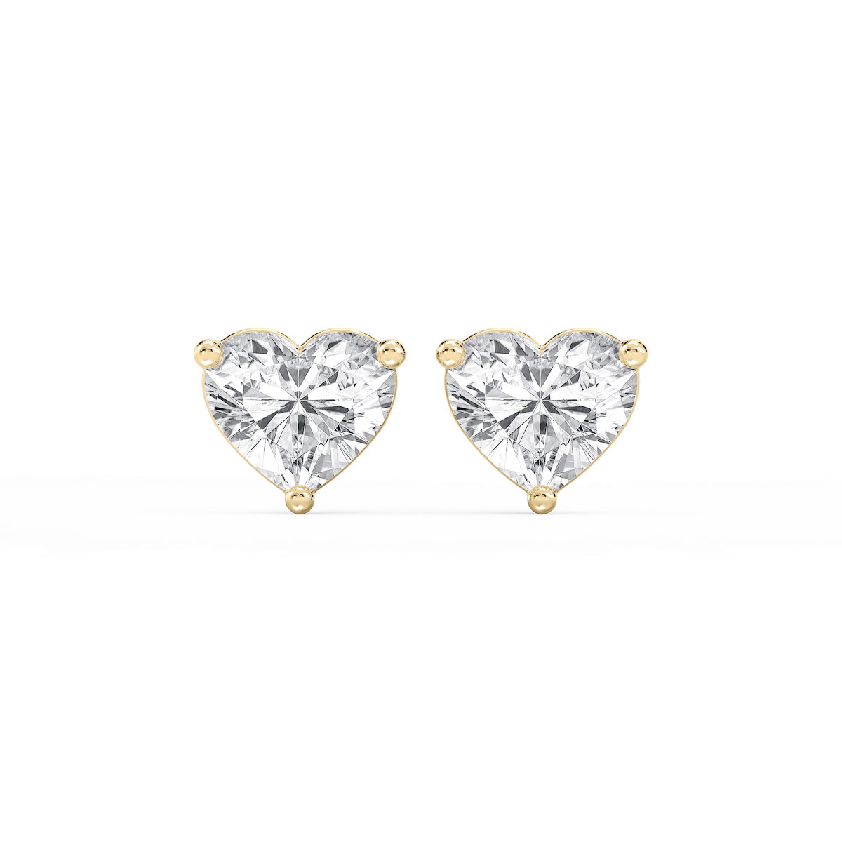 Heart Lab Grown Diamond Three Prong Basket Threaded Stud Earrings