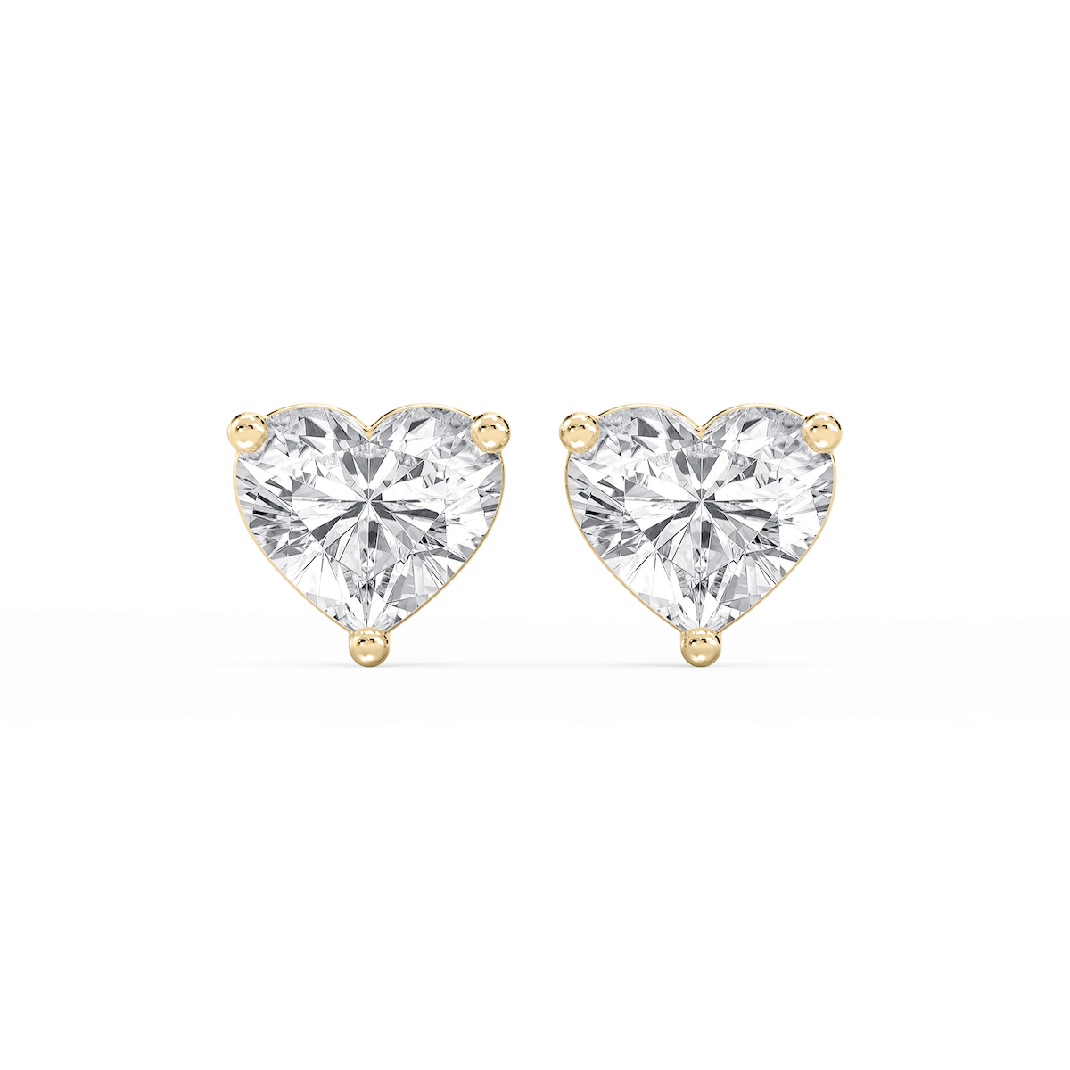Heart Lab Grown Diamond Three Prong Basket Threaded Stud Earrings