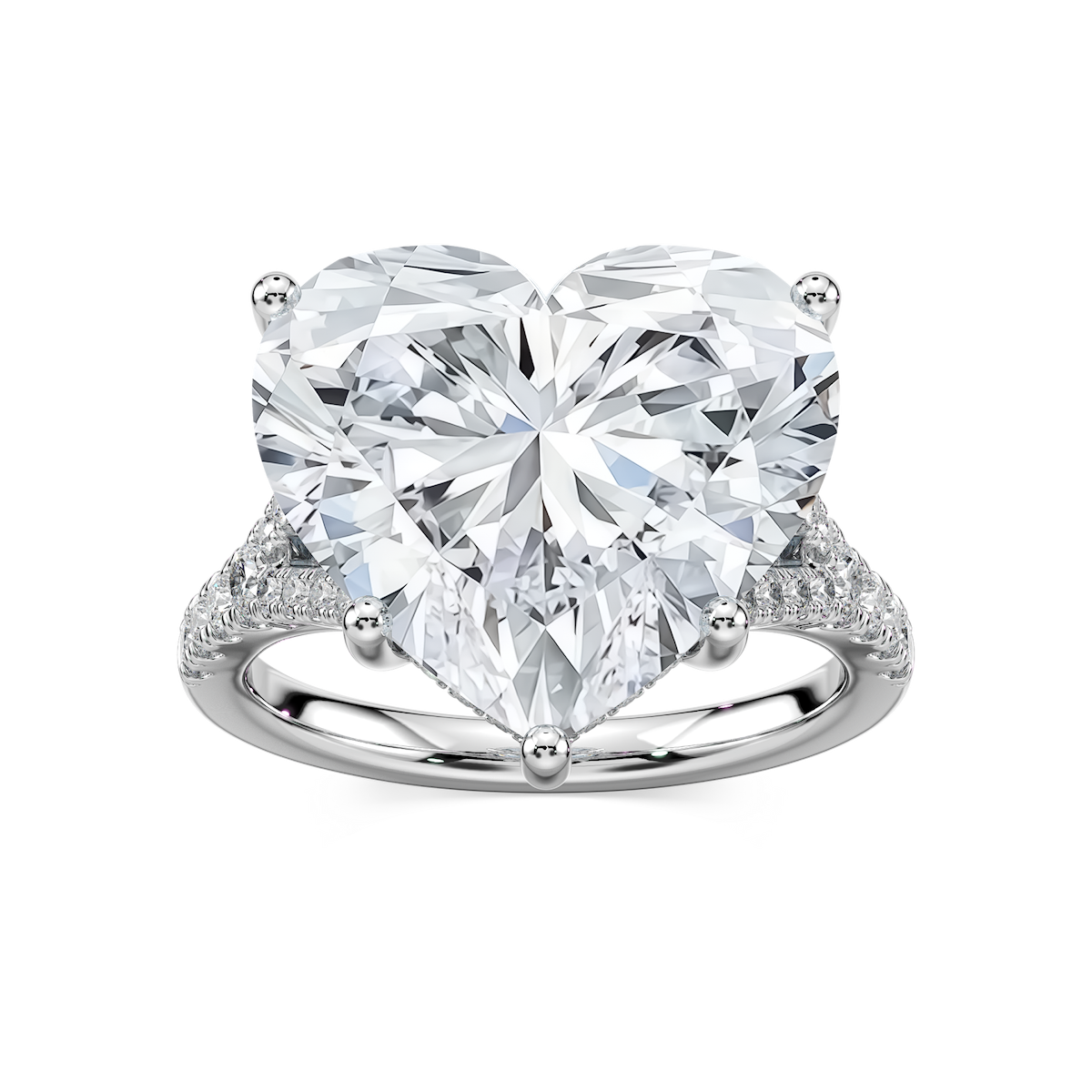 Heather 14 ctw Heart Lab Grown Diamond Split Shank Hidden Halo Engagement Ring - Signature Collection