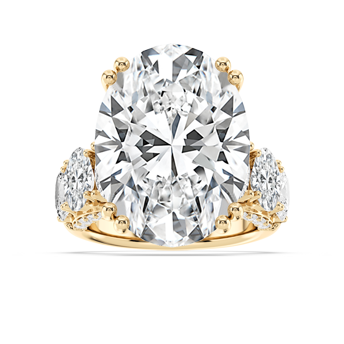 Jessica 27 ⅕ ctw Oval Lab Grown Diamond Double Prong Side Stone Engagement Ring - Signature Collection