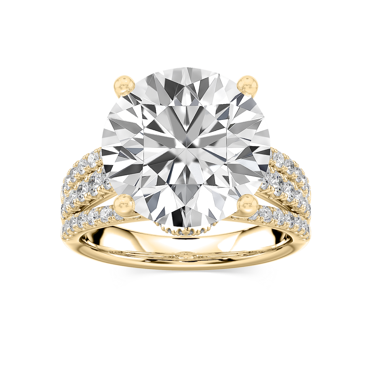 Juniper 10 7/8 ctw Round Lab Grown Diamond Triple Row Side Stone Engagement Ring - Signature Collection