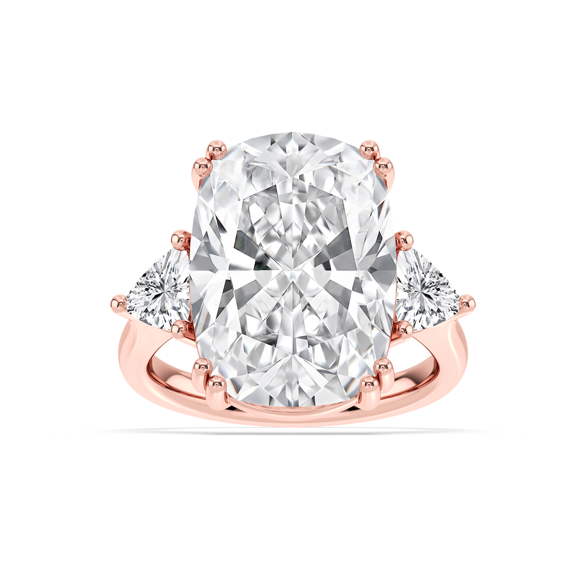 Kendall 16 ctw Elongated Cushion Lab Grown Diamond Three Stone Engagement Ring - Signature Collection