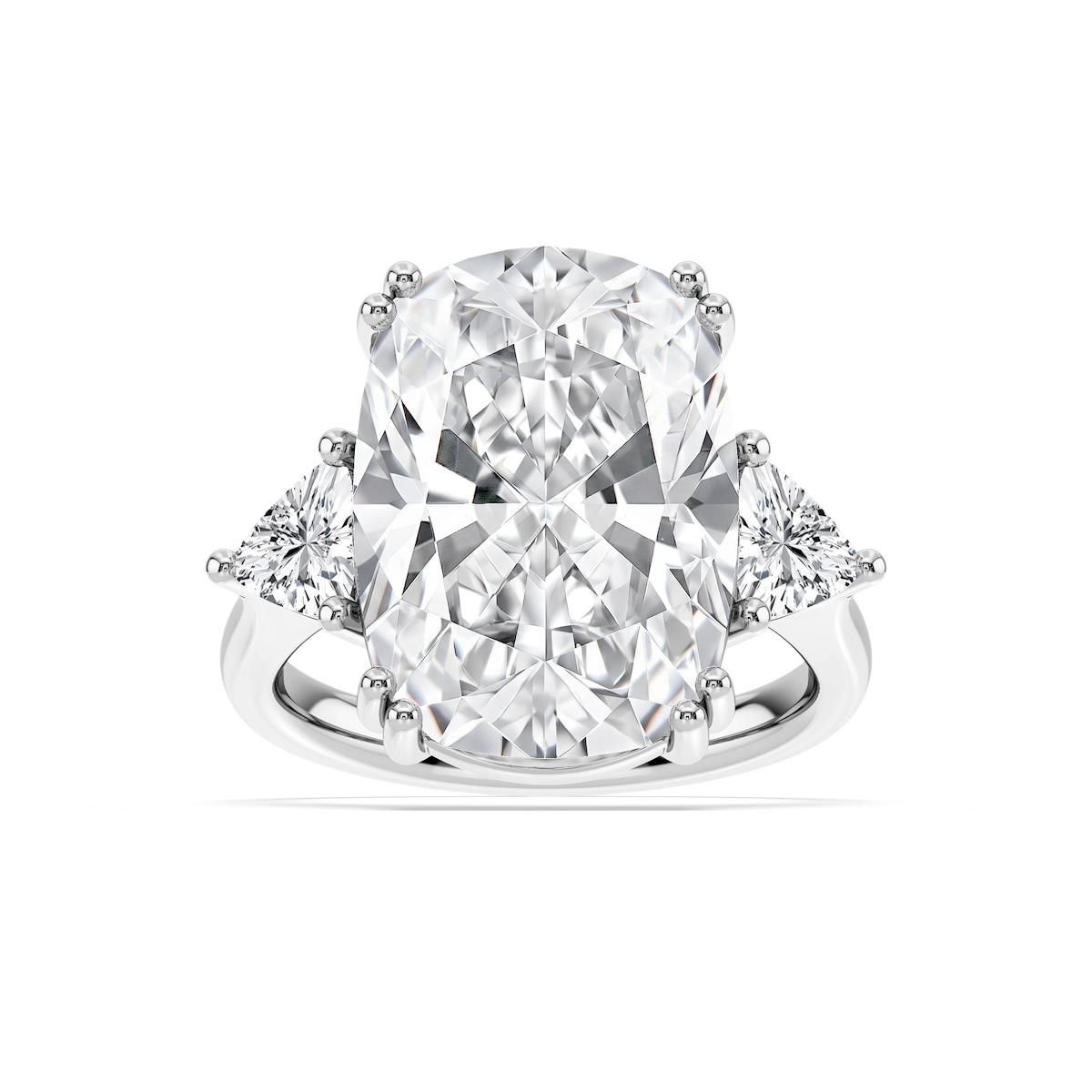 Kendall 16 ctw Elongated Cushion Lab Grown Diamond Three Stone Engagement Ring - Signature Collection