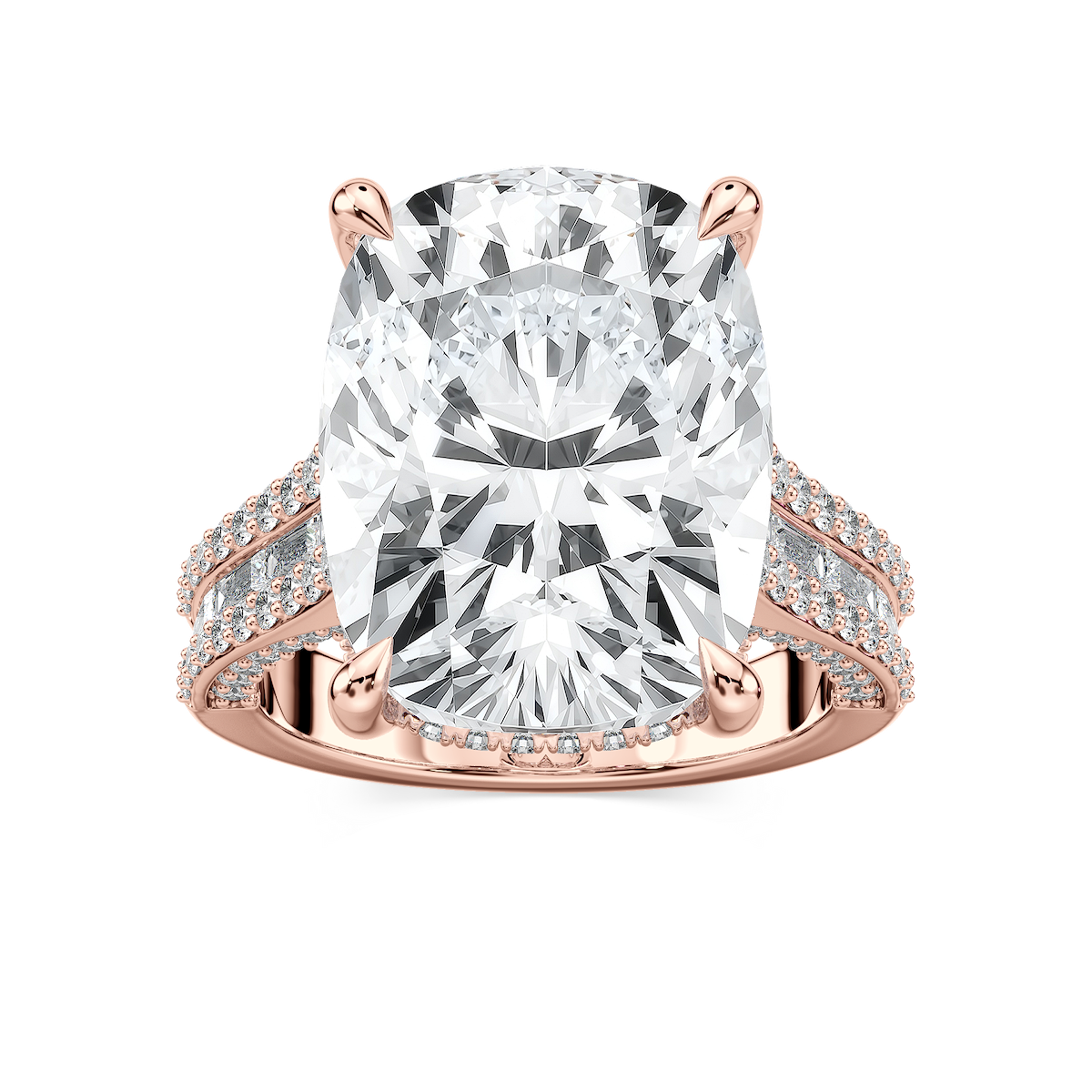 Kristina 17 ⅓ ctw Elongated Cushion Lab Grown Diamond Hidden Halo Engagement Ring - Signature Collection