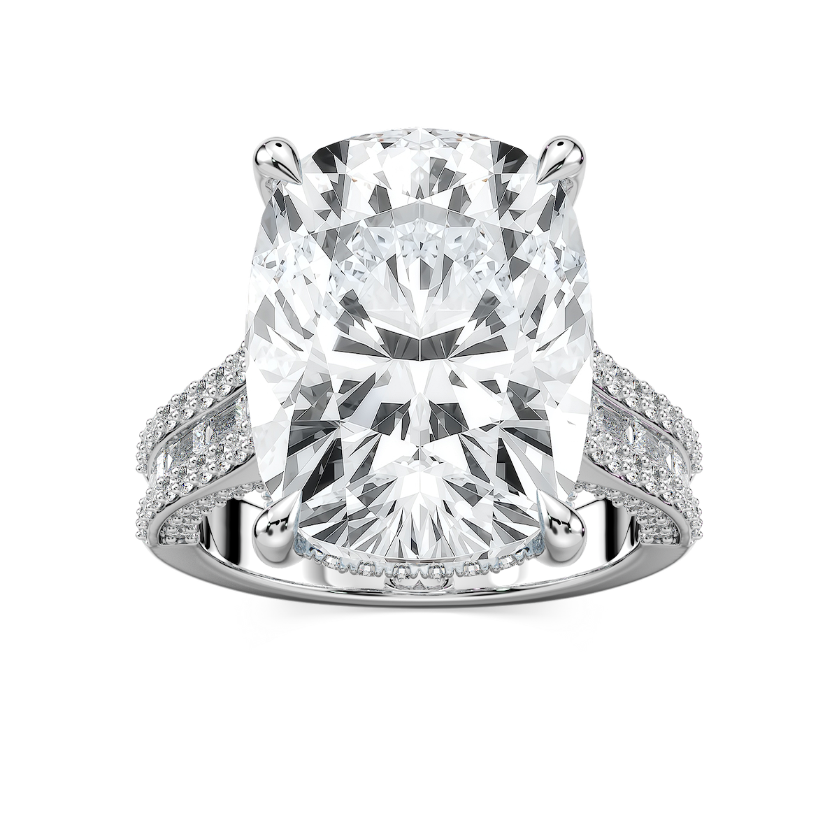 Kristina 17 ⅓ ctw Elongated Cushion Lab Grown Diamond Hidden Halo Engagement Ring - Signature Collection