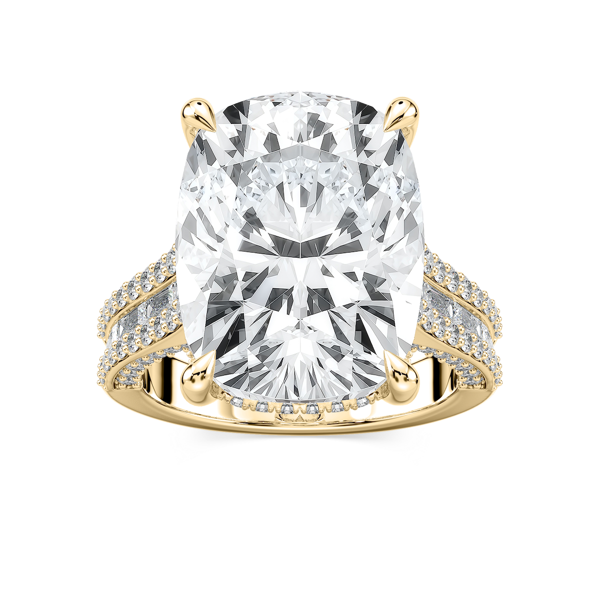 Kristina 17 ⅓ ctw Elongated Cushion Lab Grown Diamond Hidden Halo Engagement Ring - Signature Collection